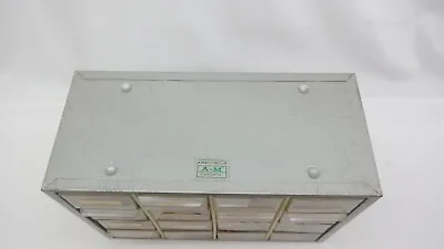 Vintage Akro-Mils A-M Industrial Gray Metal 16 Drawer Storage Cabinet  SN • $37.79