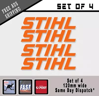 STIHL STYLE STICKERS X 4 2 Stroke LAWN MOWER MOTOR ENGINE RECO ORANGE DECAL • $4.25