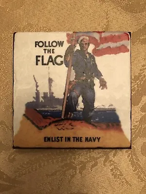 Enlist In The Navy Marble Coaster • $10