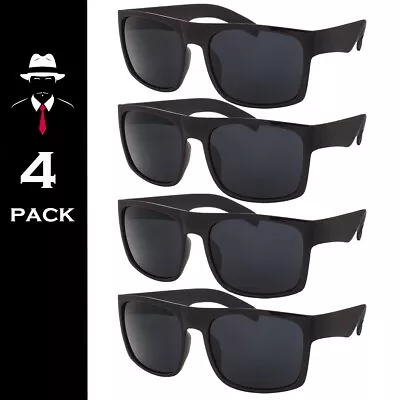 Mens Sunglasses Super Dark Square Frame 4 Pack Glasses OG Locs Like Deal New Blk • $11.95