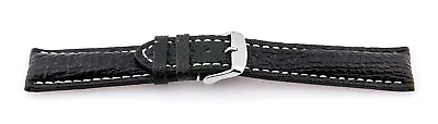 Wrist Watch Band 18mm20mm24mm Pin Buckle Real Shark Black With White Seam • £23.59