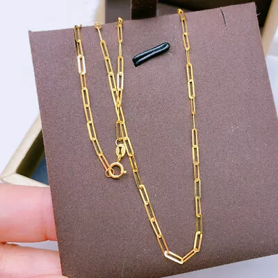 Au750 Real 18K Yellow Gold Women Luck Long Cable Rolo Chain Link Necklace 18 L • $137.75