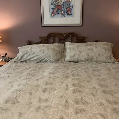 RH Restoration Hardware Italian Block Print Floral Duvet Cover Shams King Beige • $150