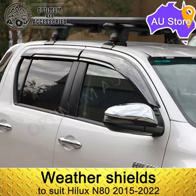 Black Tinted Weather Shields Window Visors To Suit Hilux N80 2015-2022 • $64.99