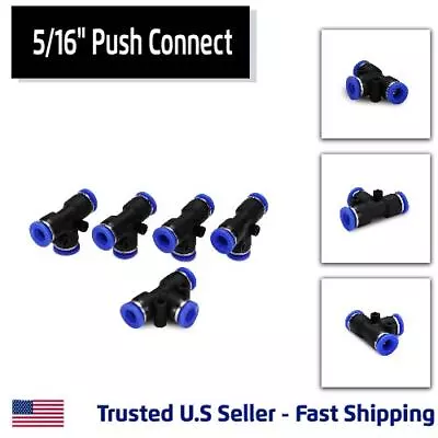 5 Pack Tee Union Pneumatic Fitting Push Connect 5/16  Tube • $8.75