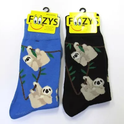 Foozys Men's Fun Novelty Socks 2 Pairs SLOTH Socks 1 Blue & 1 Black  Gift • $12.88