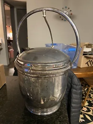 Vintage Sterling Silver Plated Ice Bucket With Sterling Silver Plated Tongs • $23