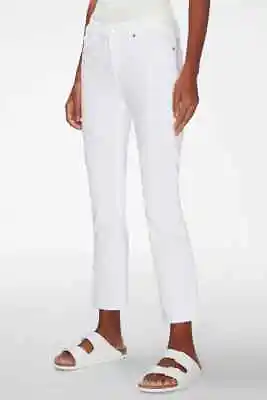 7 For All Mankind White Mid Rise Ankle Grazer Roxanne Jeans • £40