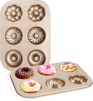6-Cavity Donut Baking Pan - Nonstick Carbon Steel - 2 Count • $19.12