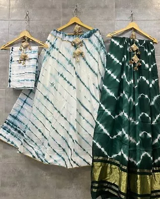 Maslin Silk Beautiful Chaniya Choli Set Indian Designer Women's Lehenga Dupatta • £32.06