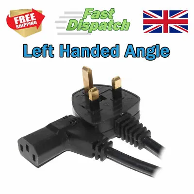 Power Cord UK Plug To Right Angle IEC C13 Cable Kettle Lead 5m Left Handed • £11.99