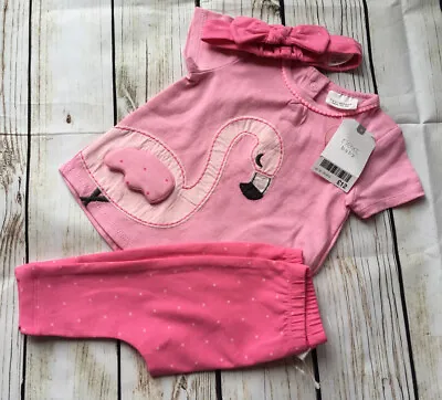 £6 • Buy Next Baby Girls Outfit With Headband Flamingo 0-3 Months BNWT