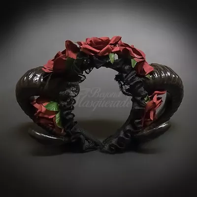 Ram Headband Masquerade Mask Hair Decor Handband Black Red 0003 • $18.95