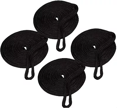 4-Pack 5/8 Inch 25 FT Double Braid Nylon Dockline Marine Ropes For Boat (Black) • $51.95