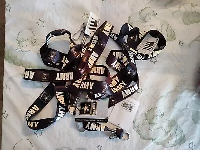 US ARMY LANYARD 4 Pk Key Chain Neck Strap ID Holder Breakaway Clasp Black.  • $14