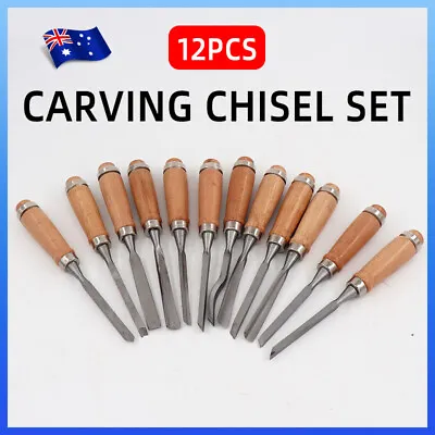 12 Wood Turning Lathe Chisel Set Woodworking Carving Woodturning Tool  AU Stock • $23.34