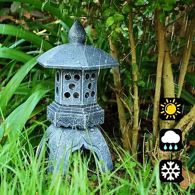 Japanese Style Solar Garden Lights Pagoda Lantern Statue For Porch Outdoor • £17.06