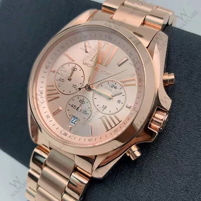 New Michael Kors MK5503 Bradshaw Rose Gold Bracelet Chronograph Women's Watch • $97.80