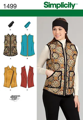 SIMPLICITY 1499 MISSES VEST Sewing Pattern Sizes 6-14 & 16-24 GILET BODY WARMER • £7.45