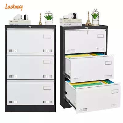 3 Drawer Metal File Cabinet For A4 Hanging Lateral Letter Legal Lockable Storage • $192