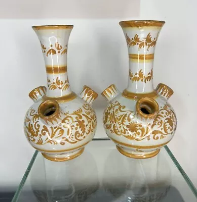 PAIR Antique Cantagalli Tulip Vases 18cm • £295