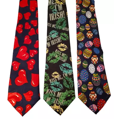 Valentine Hearts Easter St. Patrick's Ties #85 - Lot Of 3 Novelty Neckties NWT • $19.99