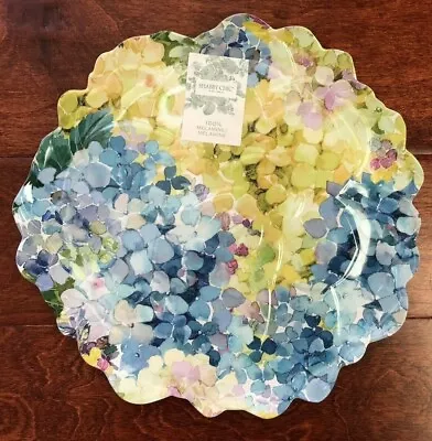 X5 Nicole Miller MELAMINE Dinner Plate Set FLORAL Hydrangea BLUE GREEN NWT • $52.89