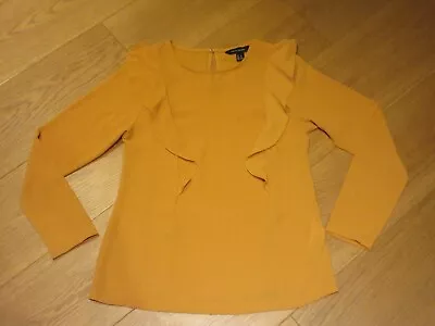 Ladies New Look  Mustard Yellow Orange Long Sleeve Top  Size 8 • £0.99