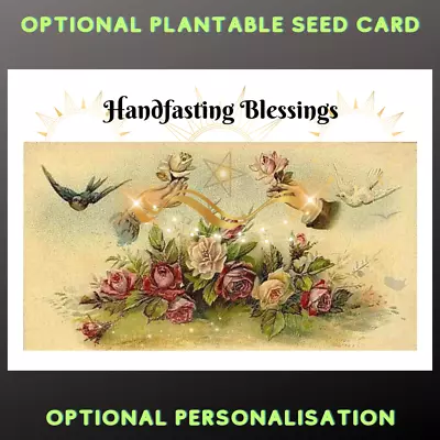 Handfasting Blessings Card Seeded Personalise OptPagan Spiritual Wicca Wedding • £2.99