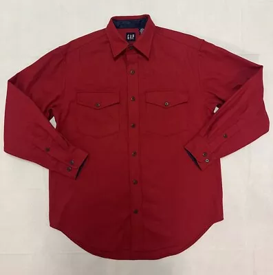 Vintage GAP Solid Red Wool Flannel Button Down Shirt Mens Sz S/M Heavyweight EUC • $24.95