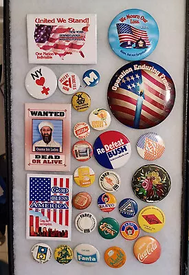 29 Assorted Vintage Pin-Back Buttons Advertising Political Drinks Assorted Years • $20.40