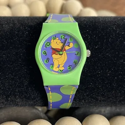 VTG 90s DISNEY Winnie The Pooh Small Watch By TIMEX Green Purple Untested EUC • $14.99