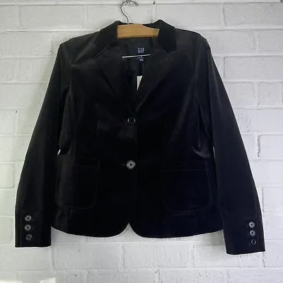 Gap Blazer Jacket Womens Maternity Velvet Black Long Sleeve Single Button Sz 10 • $34.88