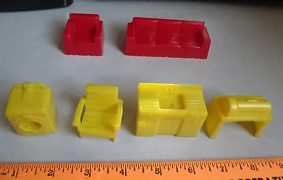 Vintage Plastic Toy Miniature Dollhouse Furniture Couch Chair Kitchen Sink • $9.99