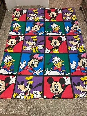 Vintage Disney Blanket Comforter Big Face Picture Reel Donald Minne Mickey Goofy • $59.99