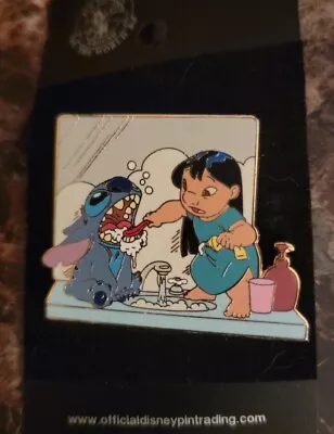 Retired Stitch Sundays Lilo Brushing Stitch’s Teeth Disney Pin • $20