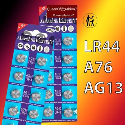 20 X Lr44 Te Ag13 A76 1.5v Alkaline Cell Button Battery Batteries 🇦🇺 😀 • $4.37