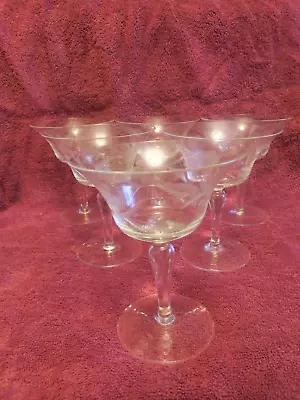 Vintage Set Of 6 Etched Grape Vine Stemware Cocktail/ Wine/ Martini Glasses!!! • $24.95