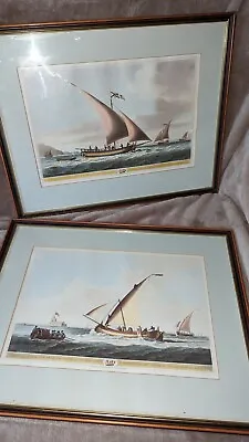 Large Framed Vintage Prints Sailing Ships J Clarke & J Hamble Interior Nautical  • £58