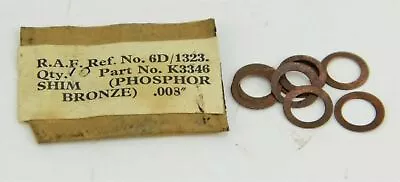 6D/1323 Phosphor Bronze Shim Pack Of 10 0.008  K3346 RAF Vintage Aircraft Spare • £4.99