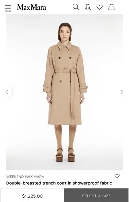 WEEKEND MAX MARA Double-breasted Trench Coat In Showerproof Fabrics.NWT Sz: US8 • $475