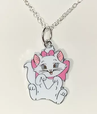 Silver Marie From Aristocats Pendant On Silver Necklace Chain!! • $9