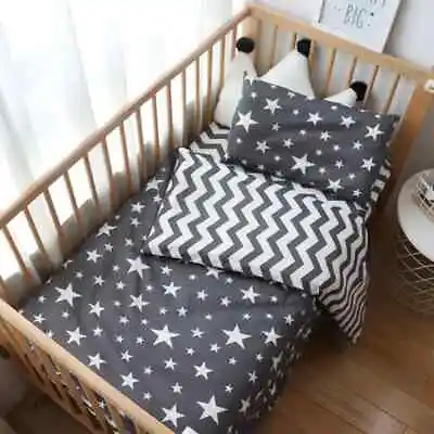 3Pcs Baby Pattern Kid Bed Linen Boy Pure Cotton Crib Bedding Duvet Cover Sheet • $48.30
