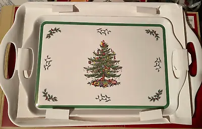 Spode CHRISTMAS TREE Melamine Rectangular Serving Trays/ Platters Set Of 2 NIB • $40