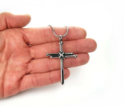 Large Cross Of Nails Necklace Holy Nail Christian Waterproof Crucifix • $14