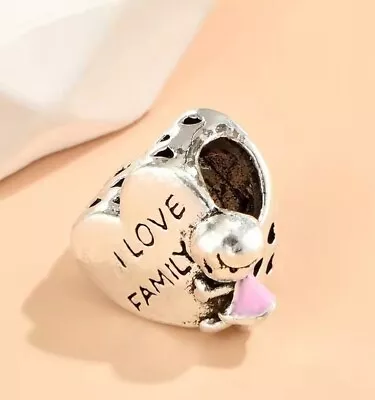 I Love Family Charm Crystal European Charm In The Style Of Pandora • £2.99