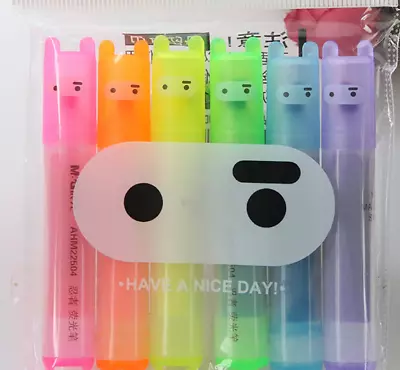 Kawaii Mini Highlighter Neon Pen Set Of 6 Gift Stationery • £4