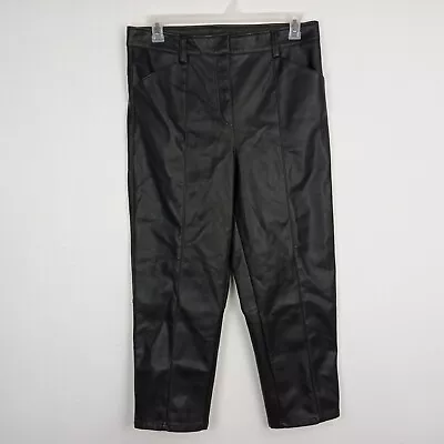 H&M Faux Leather Skinny Leg Crop Pants Womens Size 14 Black High Rise • $18