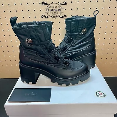 $695 Moncler Women Black Cheryne Lug Sole Bootie Boots Shoes Size EU 39.5 US 9.5 • $414.50