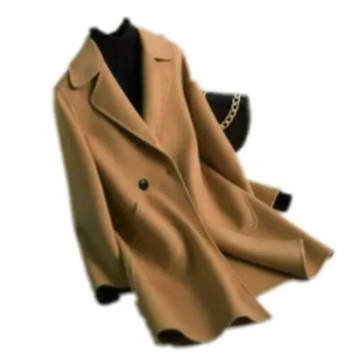 $112.77 • Buy Occident 100% Cashmere Wool Womens Lapel Collar Soft Loose Long Coats Parka 